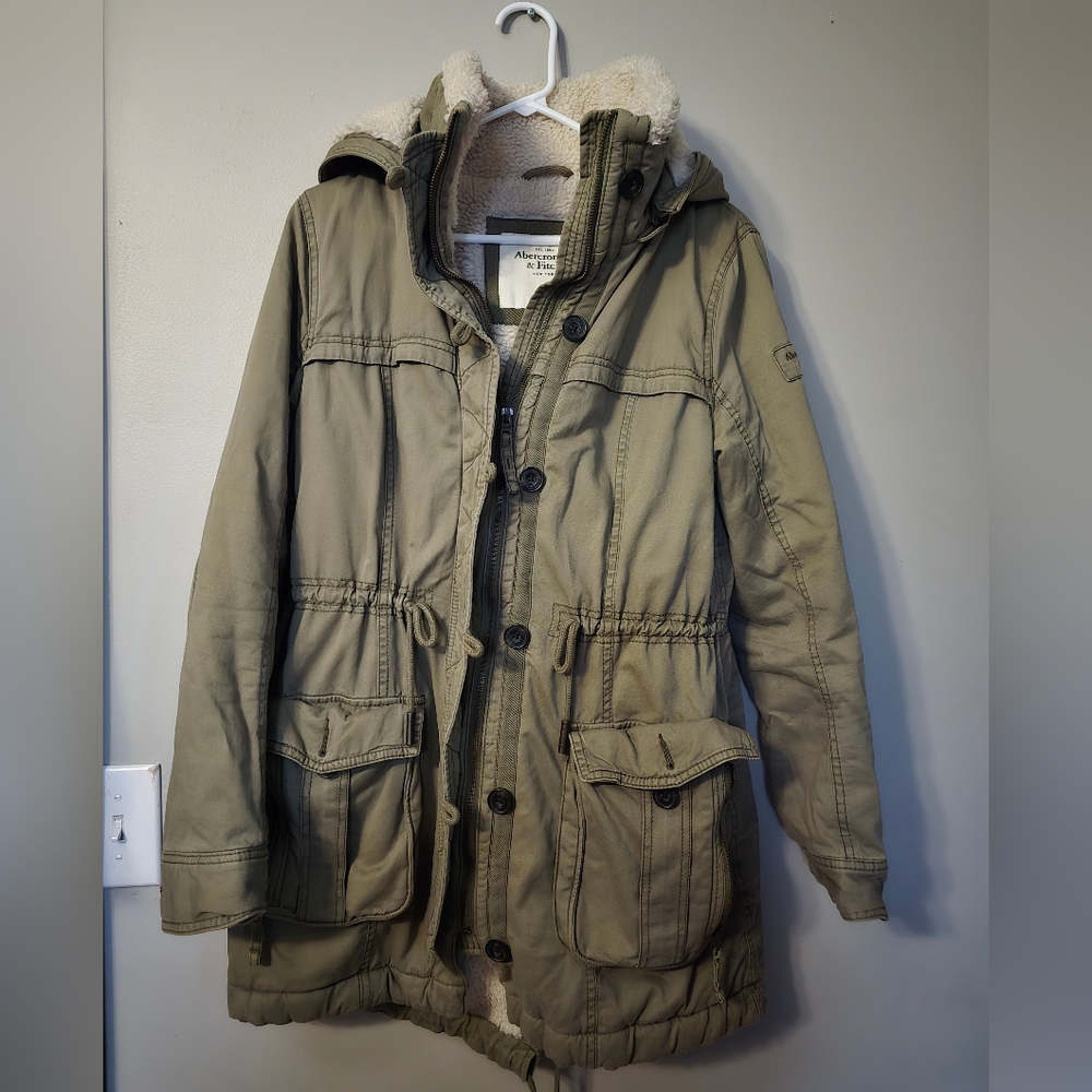 Vintage Y2K Abercrombie & Fitch Olive Military Parka Large